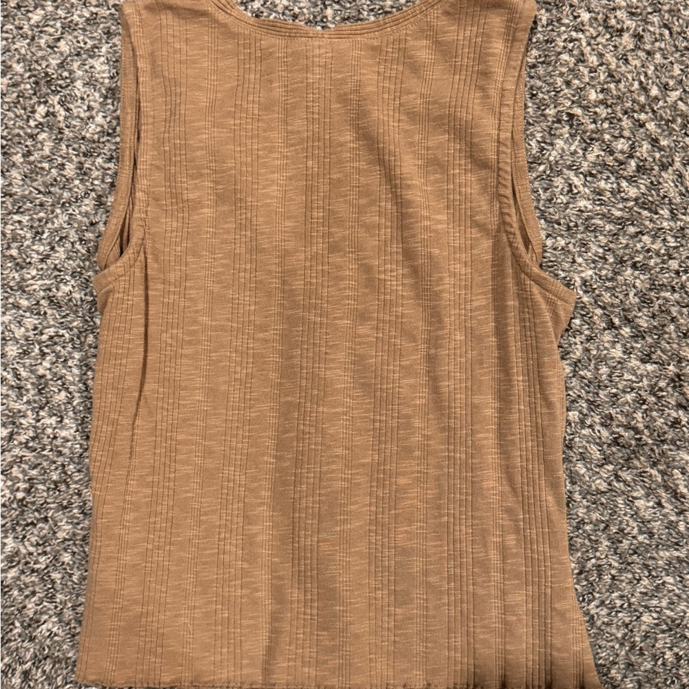 Universal Thread Ribbed Button-Front Tank Top - Tan - Picture 5 of 5